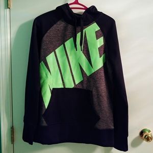 NIKE hoodie with NIKE brand name in vibrant green